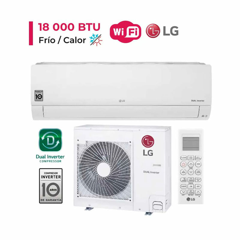 DUALCOOL Aire Acondicionado Lg Split De 18,000 BTU/H Inverter Frío/Calor
