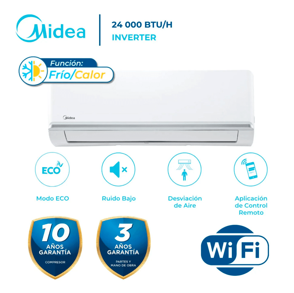 Aire Acondicionado Midea Split De 24,000 BTU Inverter Frío/Calor