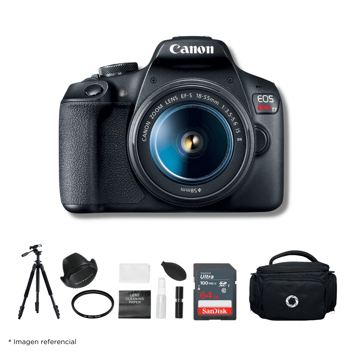 Cámara Canon EOS T7 + Lente 18-55mm + Kit Ultimate
