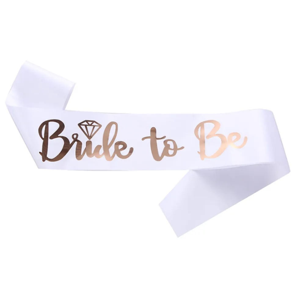Banda para la novia despedida de soltera Bride to be blanca con oro rosa