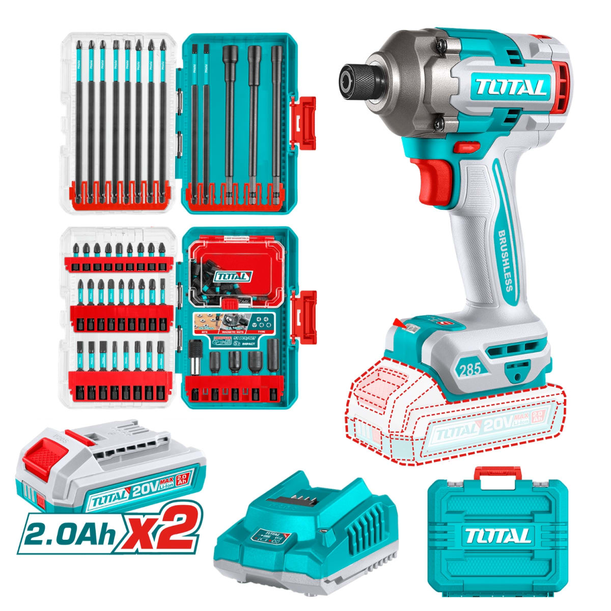 Atornillador de Impacto 285nm + Accesorios 13pcs Total