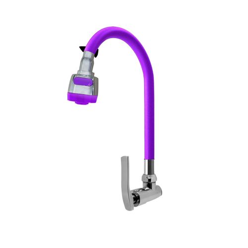 Llave caño de lavadero flexible para pared doble chorro C&A 200539 Morado