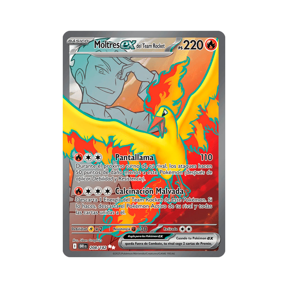 Pokemon TCG Moltres Ex del Equipo Rocket 208 182 Español LAT