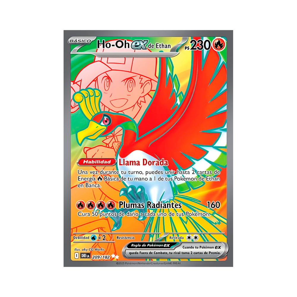 Pokemon TCG Ho Oh Ex de Ethan 209 182 Español Latino
