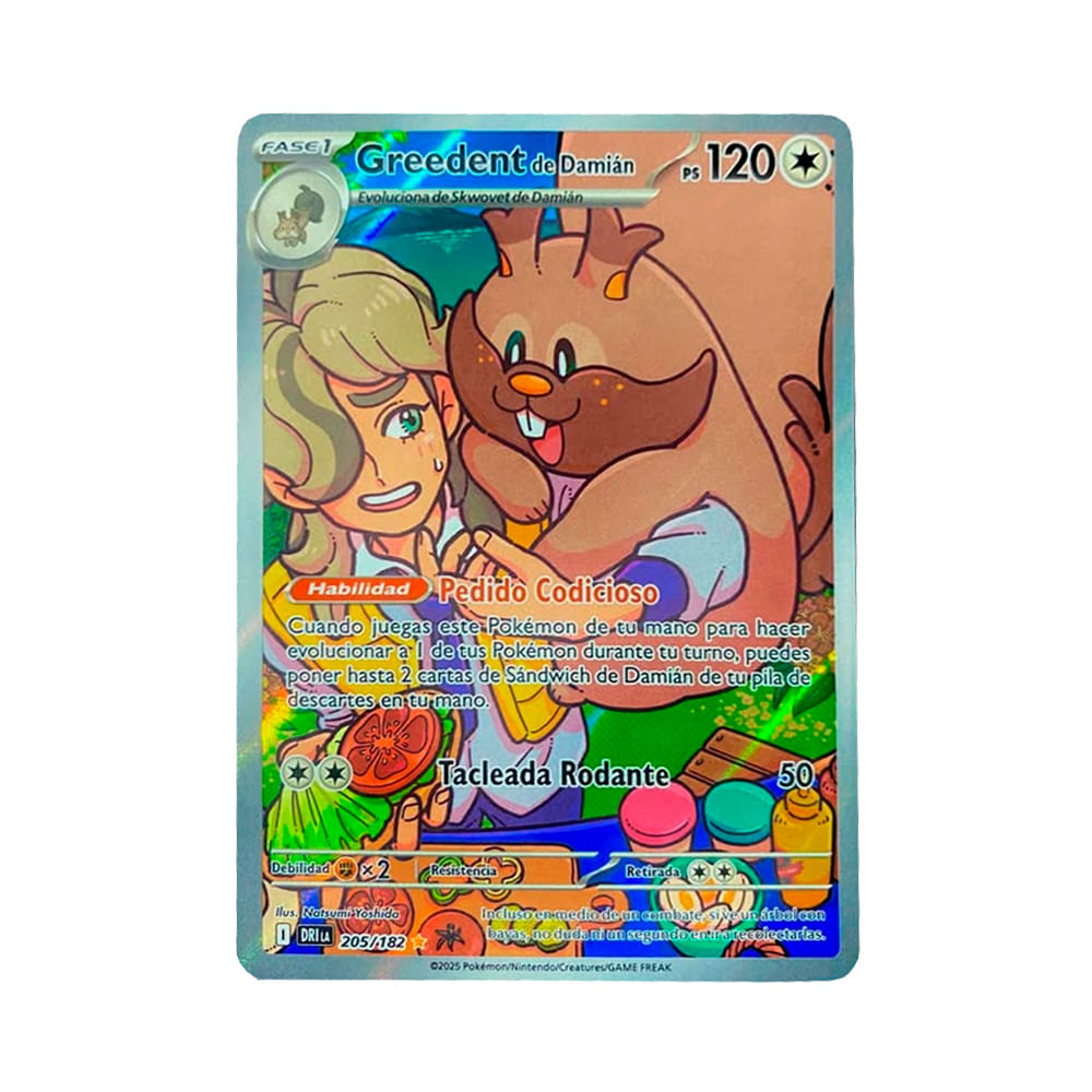 Pokemon TCG Greedent de Damian 205 182 Español Latino