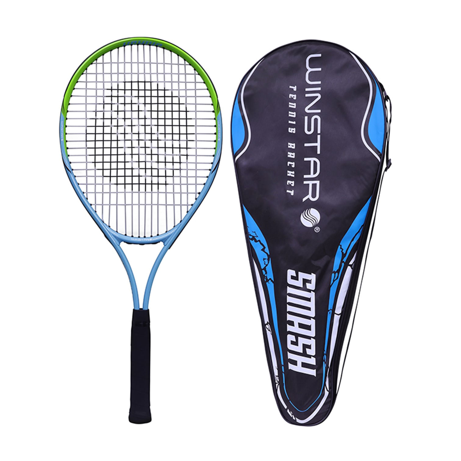 RAQUETA PARA TENIS DE ALUMINIO 27"" SMASH EMPUÑADURA 4 3/8 WINSTAR CELESTE