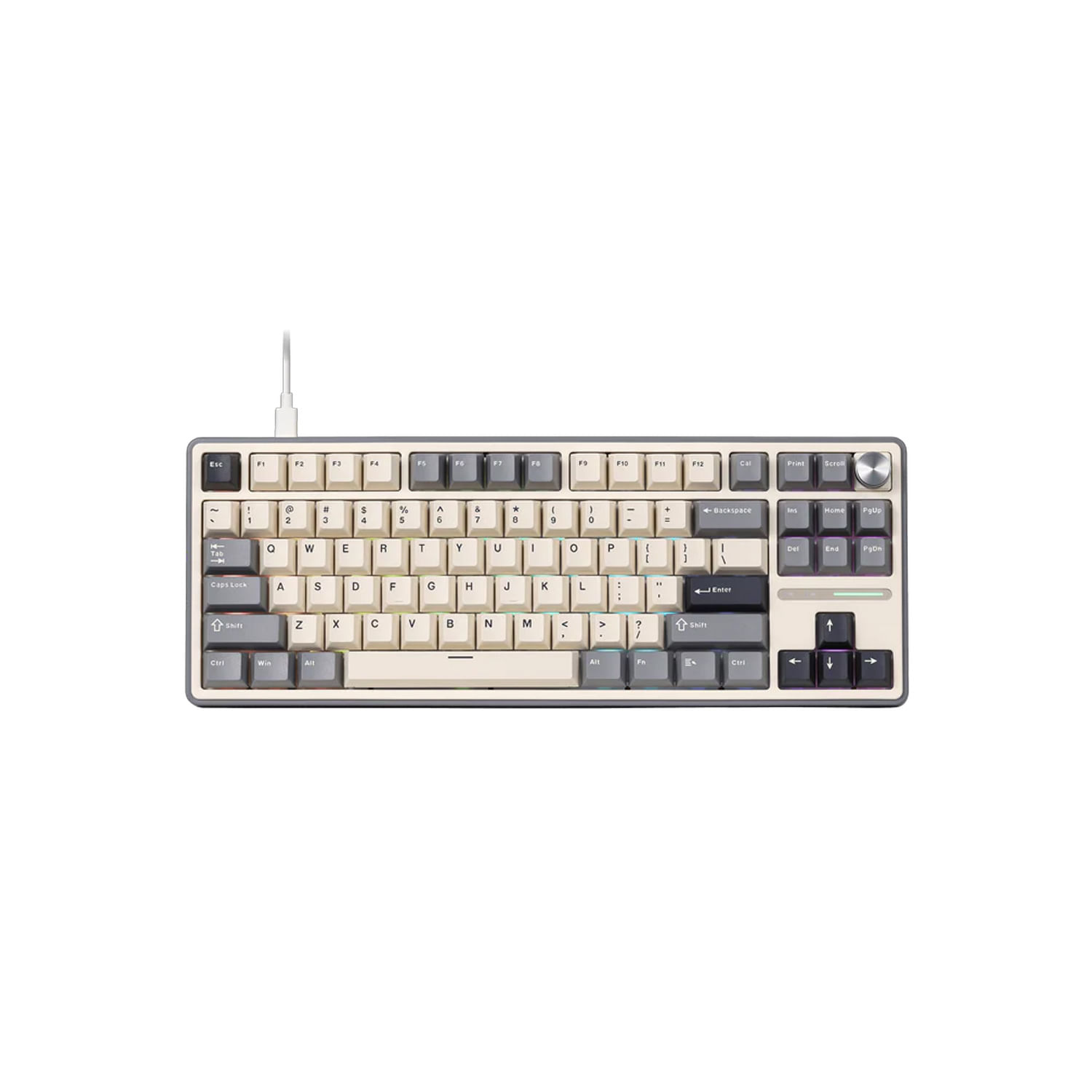 Teclado Mecánico Gamer Royal Kludge RK-R87 Pro TKL Cableado SP Half Grey Creamy Switch