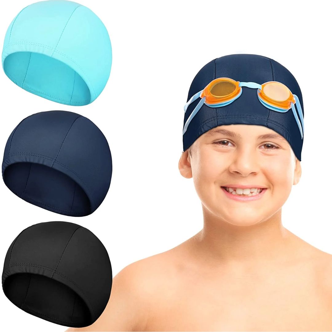 Pack 2 Gorro De Natación De Tela Licra Con Elástico Niños