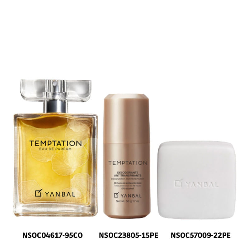 Set Yanbal Temptation Perfume, Deo y Jabón