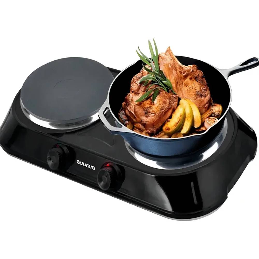 Cocina Eléctrica Taurus Fenix Duo 2 Hornillas 1000w Negro - ELECTROYHOGAR