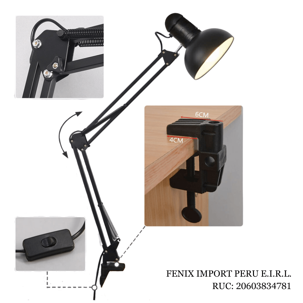 Lámpara Led PIXAR Para Escritorio o Mesa Con Brazo Ajustable Regulable