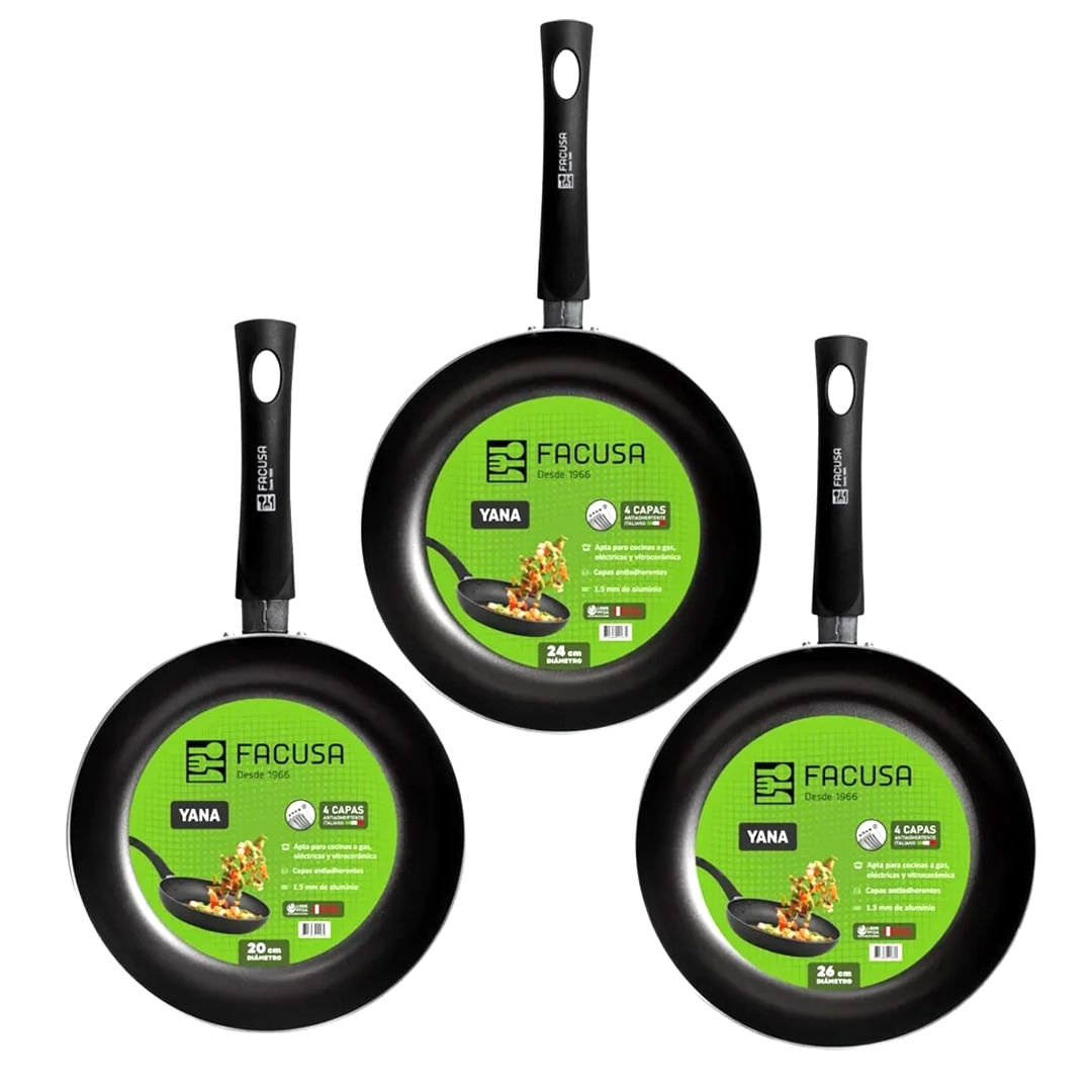 Juego de Sartenes Facusa Yana 20, 24 y 26