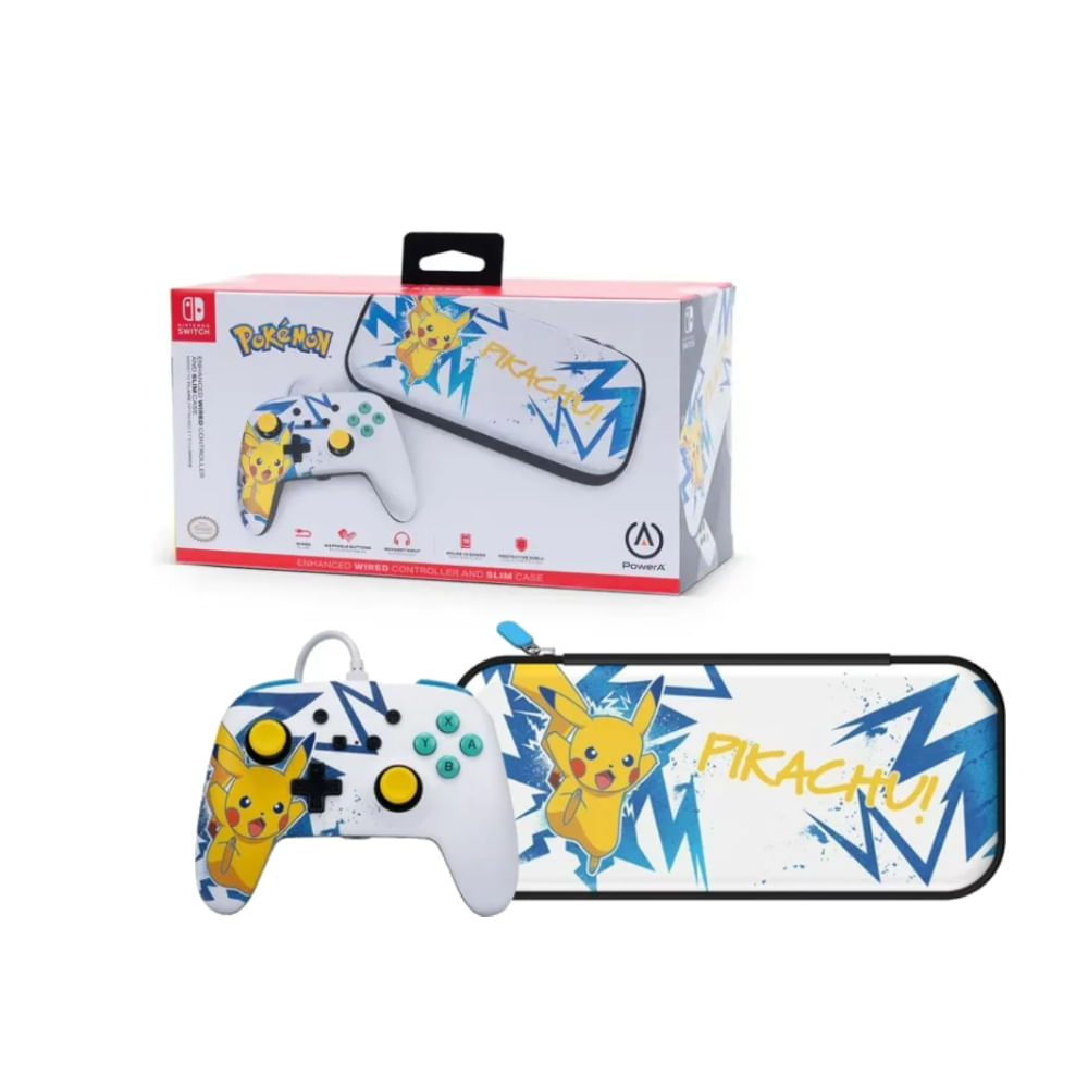 Control y Funda Delgada para Nintendo Switch Pikachu Alto Voltaje