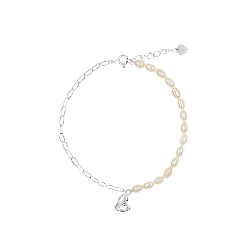 Pulsera Corazón Perla Plata 925
