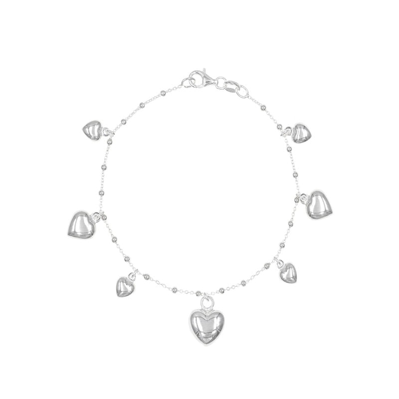 Pulsera Corazones Colgantes Plata 925
