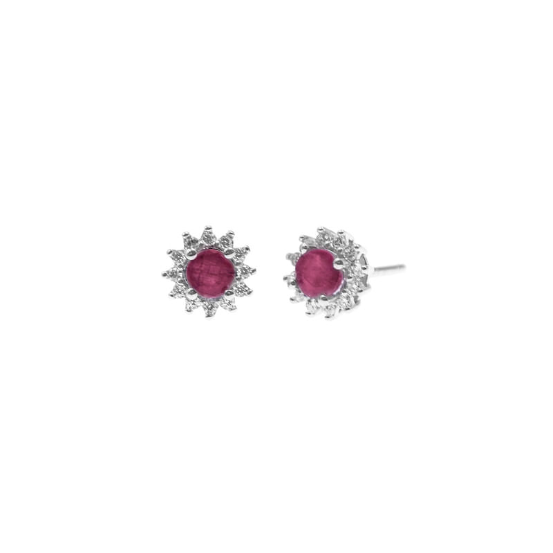 Aretes Rubí Circular Plata 925