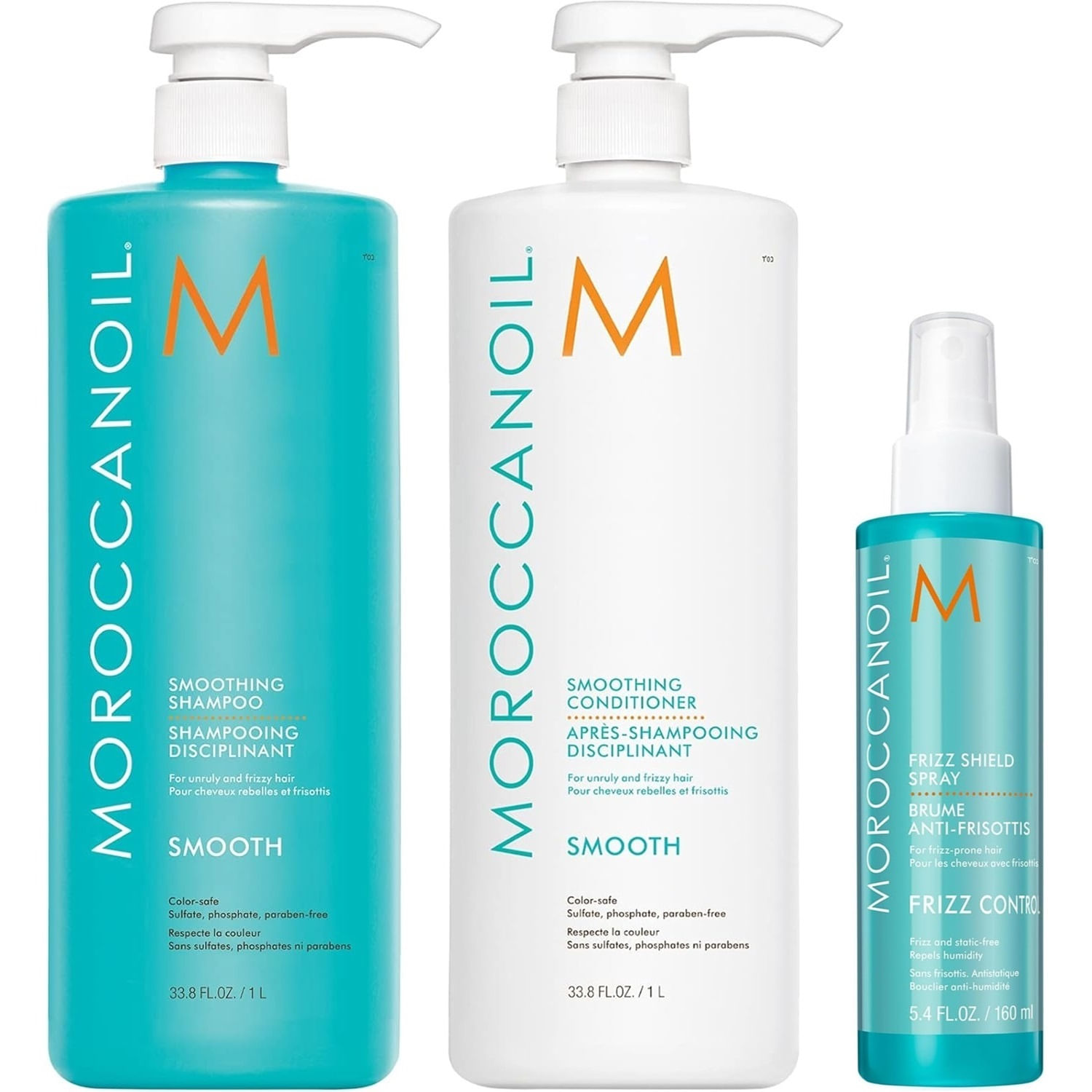 Shampoo Suavizante 1000ml + Acondicionador + Spray Moroccanoil Smooth