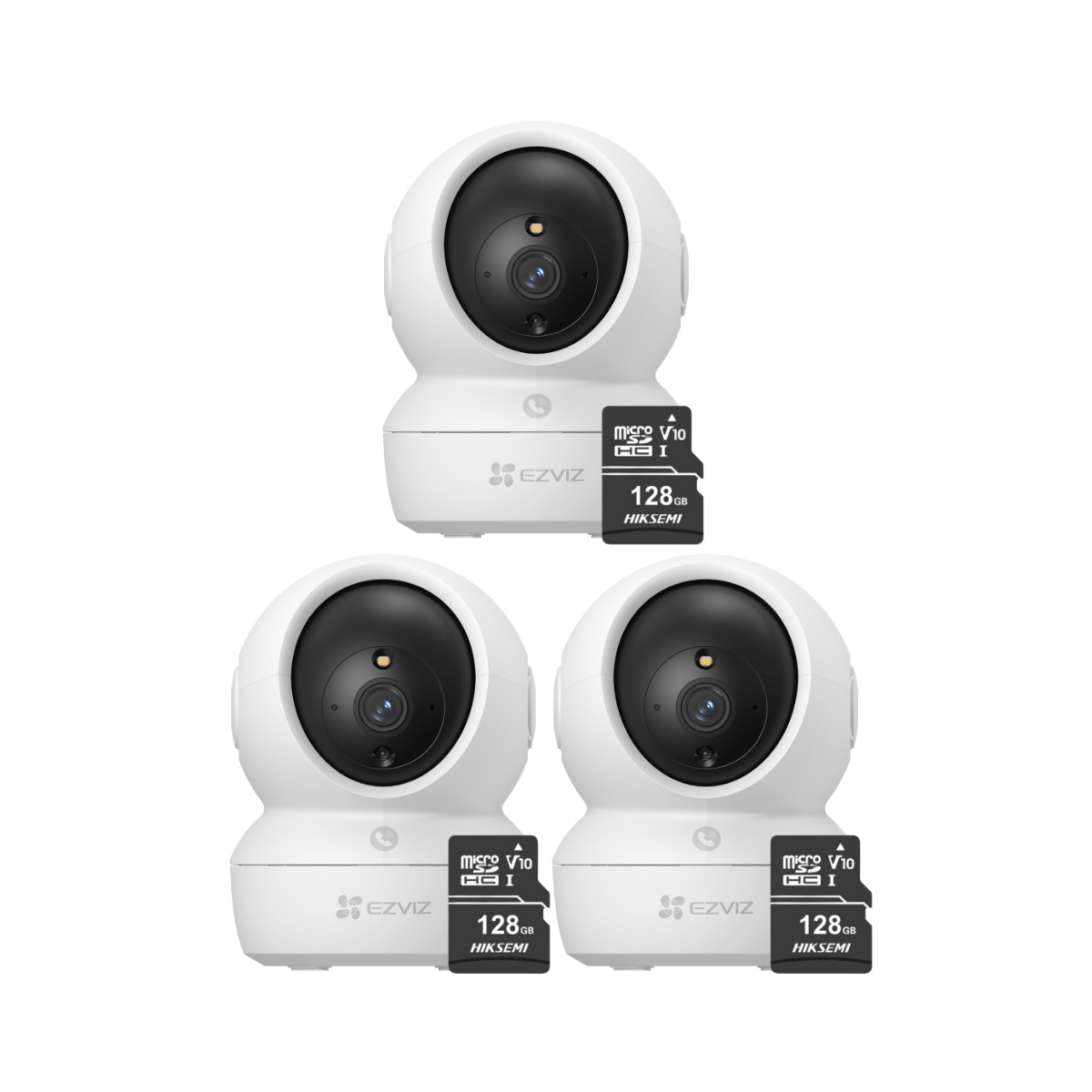Kit de 3 cámaras de seguridad para interiores H6C Pro Full HD + Micro SD 128 - Ezviz