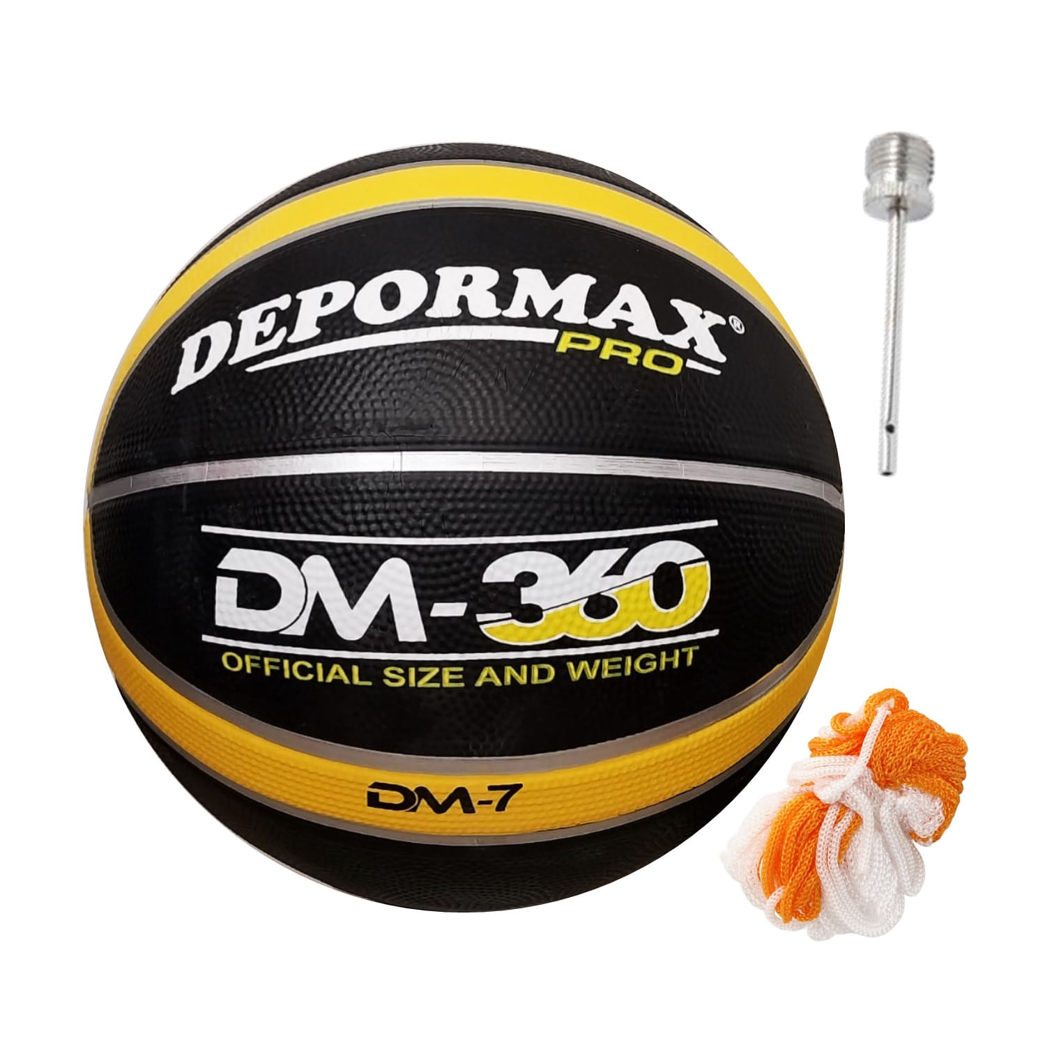 PELOTA PARA BÁSQUET TAMAÑO #7 GOMA CELULAR DM-360 DEPORMAX NEGRO