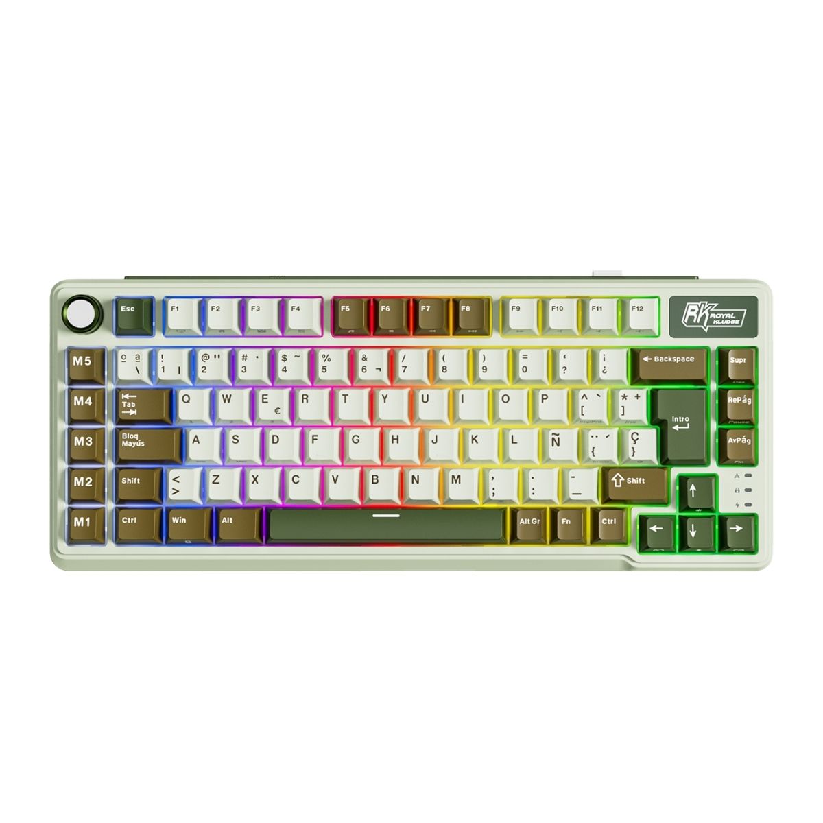 Royal Kludge - Teclado L75 Wireless 75% Palm Green Switch Cream