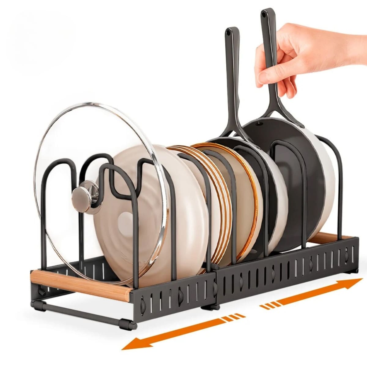 Organizador Extensible de Cocina para Ollas y Sartenes Negro