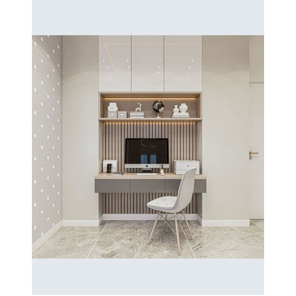 Set de Escritorio Maduro con  Panel, Cajonera Superior y Luces LED TU MESITA