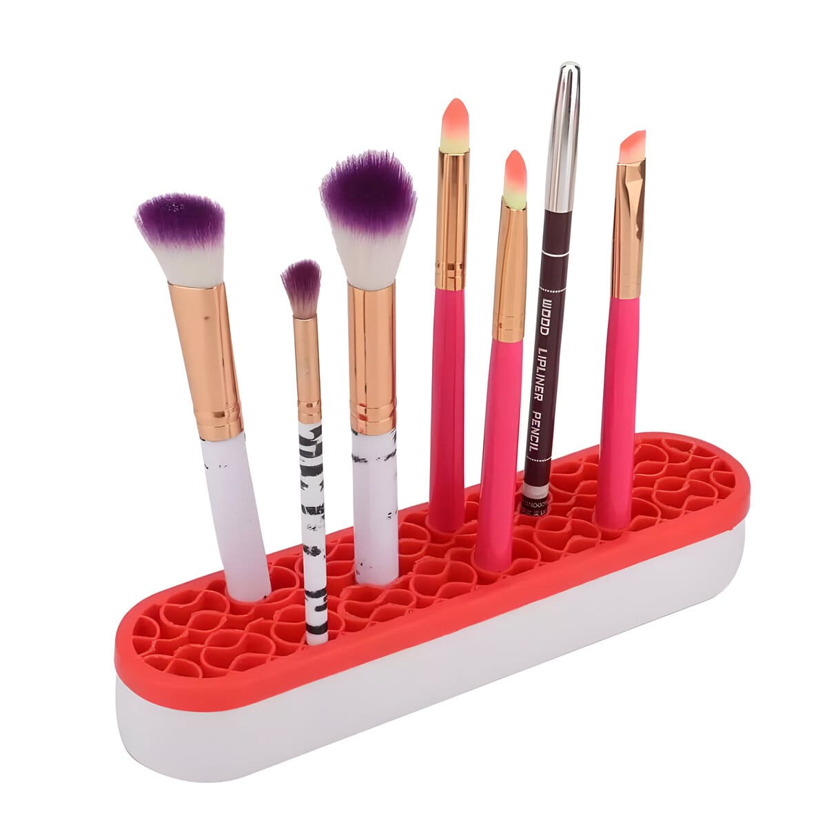 Organizador Multiuso Para Brochas De Maquillaje Rojo