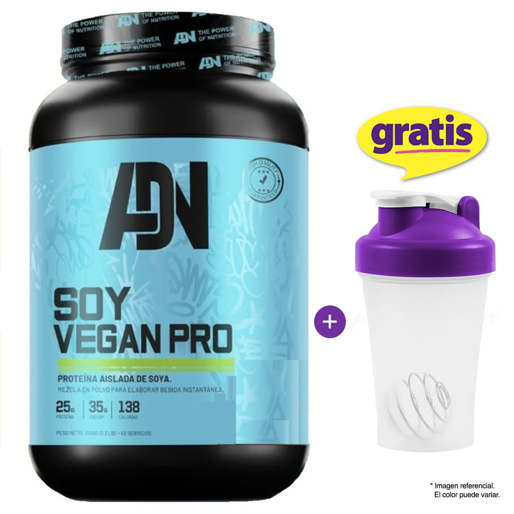 SOY VEGAN PROTEIN 1500 GRAMOS VAINILLA PROTEÍNA ADN NUTRITION
