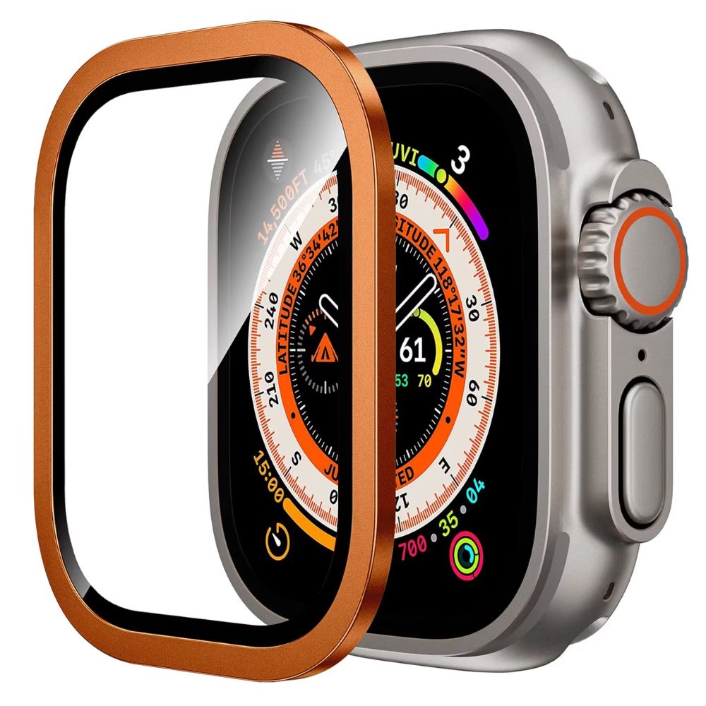 Protector de pantalla Para Apple Watch Ultra y Ultra 2 de Aluminio Naranja con Vidrio Templado