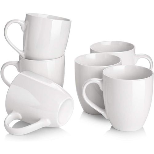 Tazas Blancas y Elegantes de Porcelana Pack X6 para Café, té y más