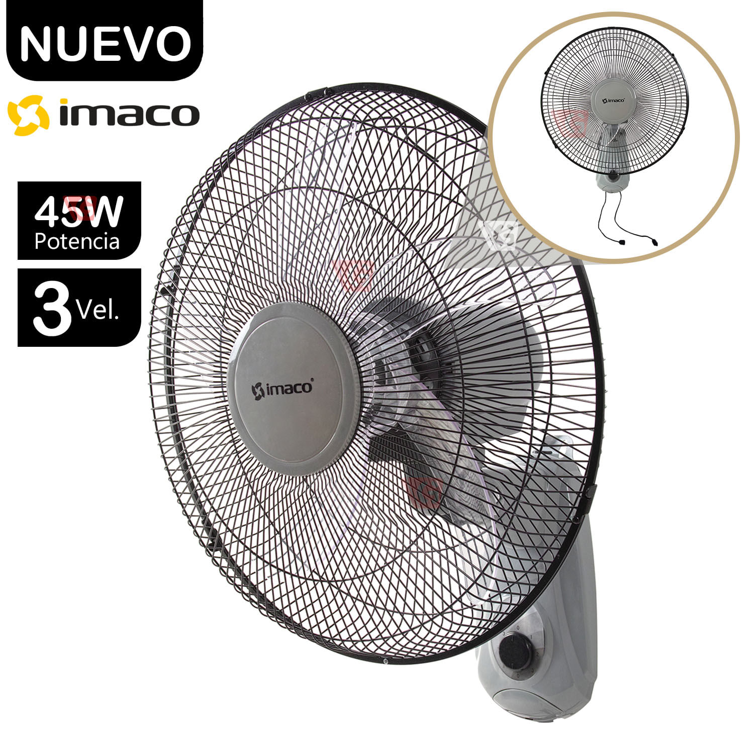 Ventilador de Pared 5 Aspas Acrílicas FW450