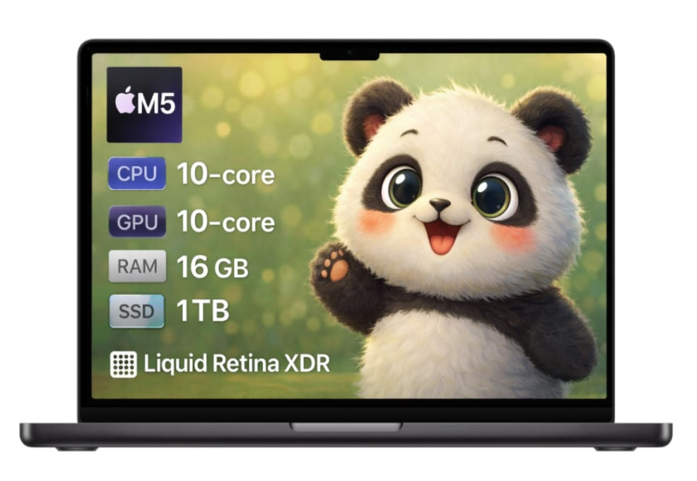 Apple MacBook Pro 14.2” (2025) – Chip M5, 16GB RAM, 1TB SSD, Liquid Retina XDR, Negro Espacial