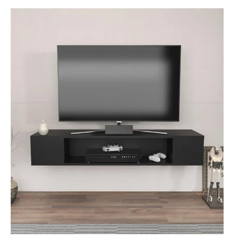 Mesa Flotante de TV 70"" TU MESITA Milton Melamina 18mm color Negro