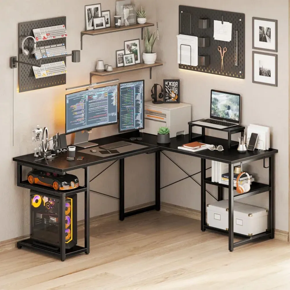 Escritorio Industrial Pipper color Negro en L TU MESITA