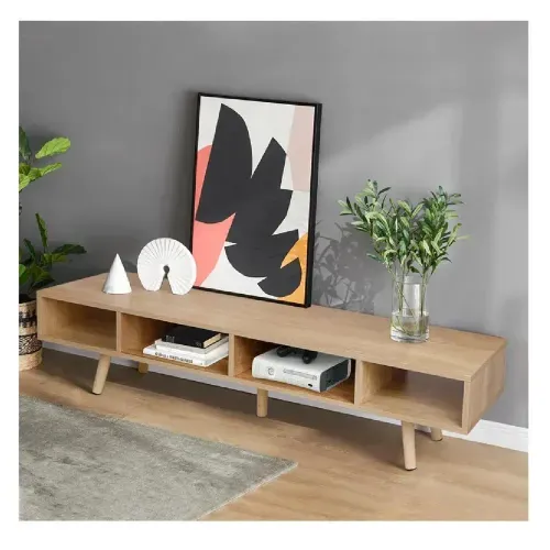 Mesa de TV 65" Contemporánea TU MESITA Jynx Melamina 18mm Color Haya