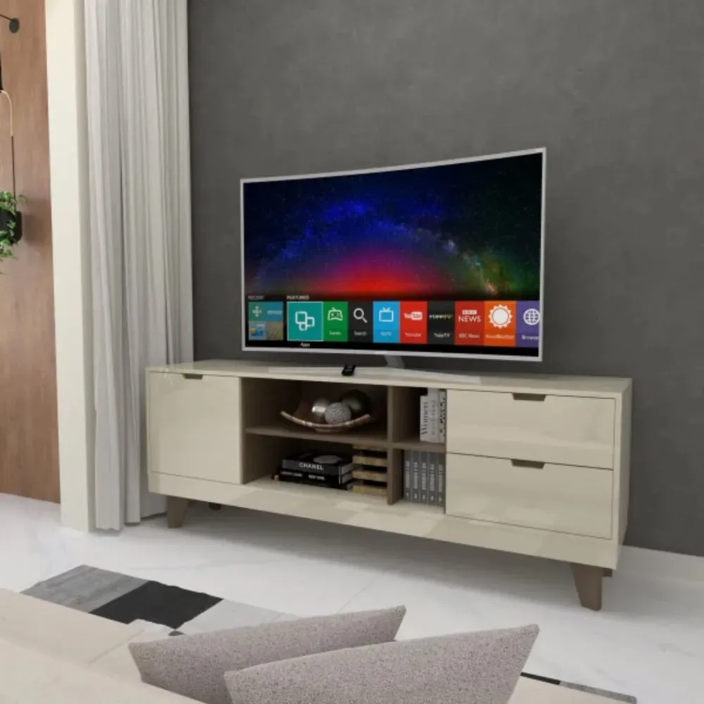 Mesa de TV Clásica Alabama color Blanco 2 cajones 1 puerta TU MESITA