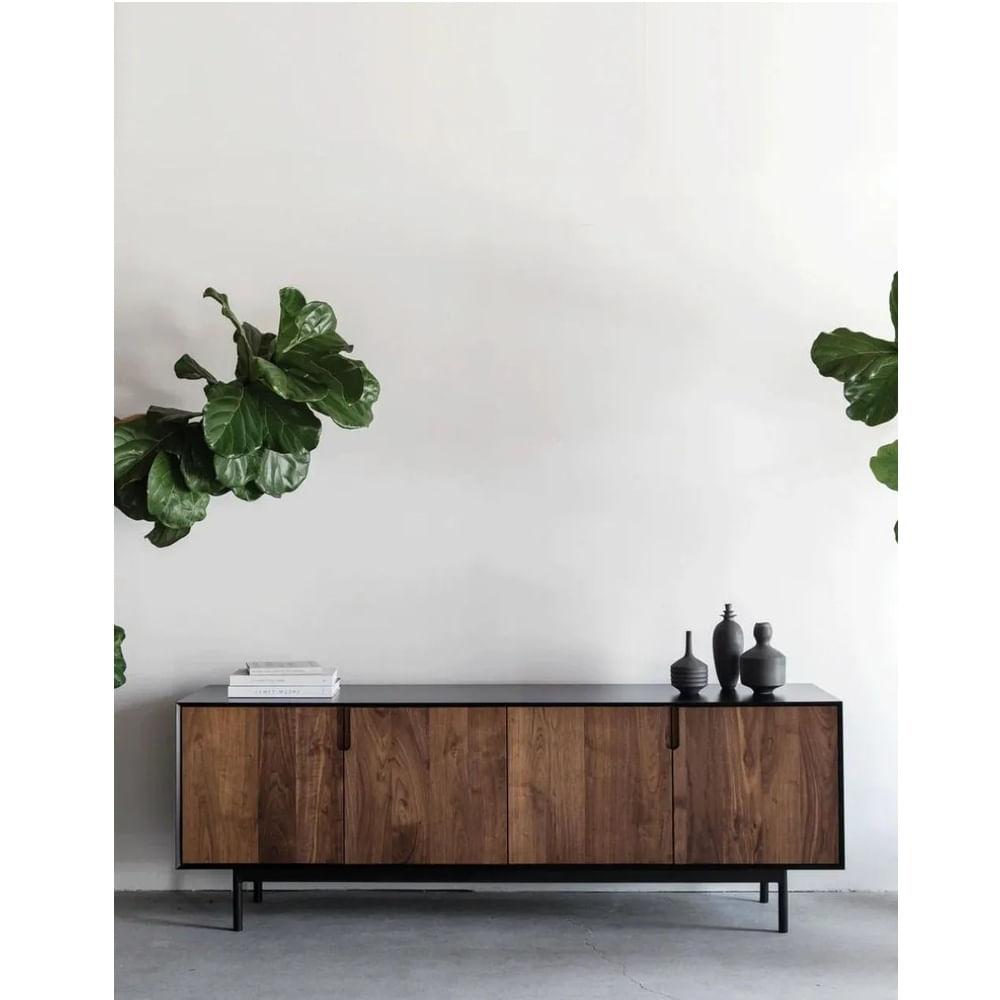 Aparador Moderno Noah Melamina Canto Grueso Negro/Caramelo TU MESITA