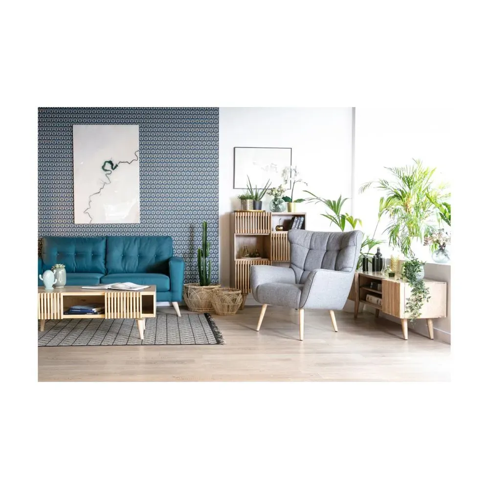 Sillón Nórdico Anahí efecto aterciopelado color Gris claro TU MESITA