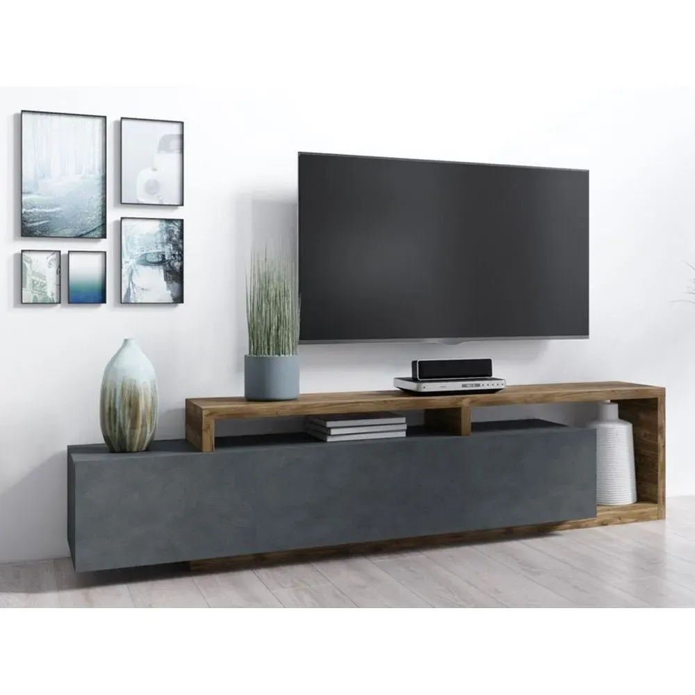 Mesa de TV Moderna Sibarys color Negro/Marrón 1 cajón TU MESITA