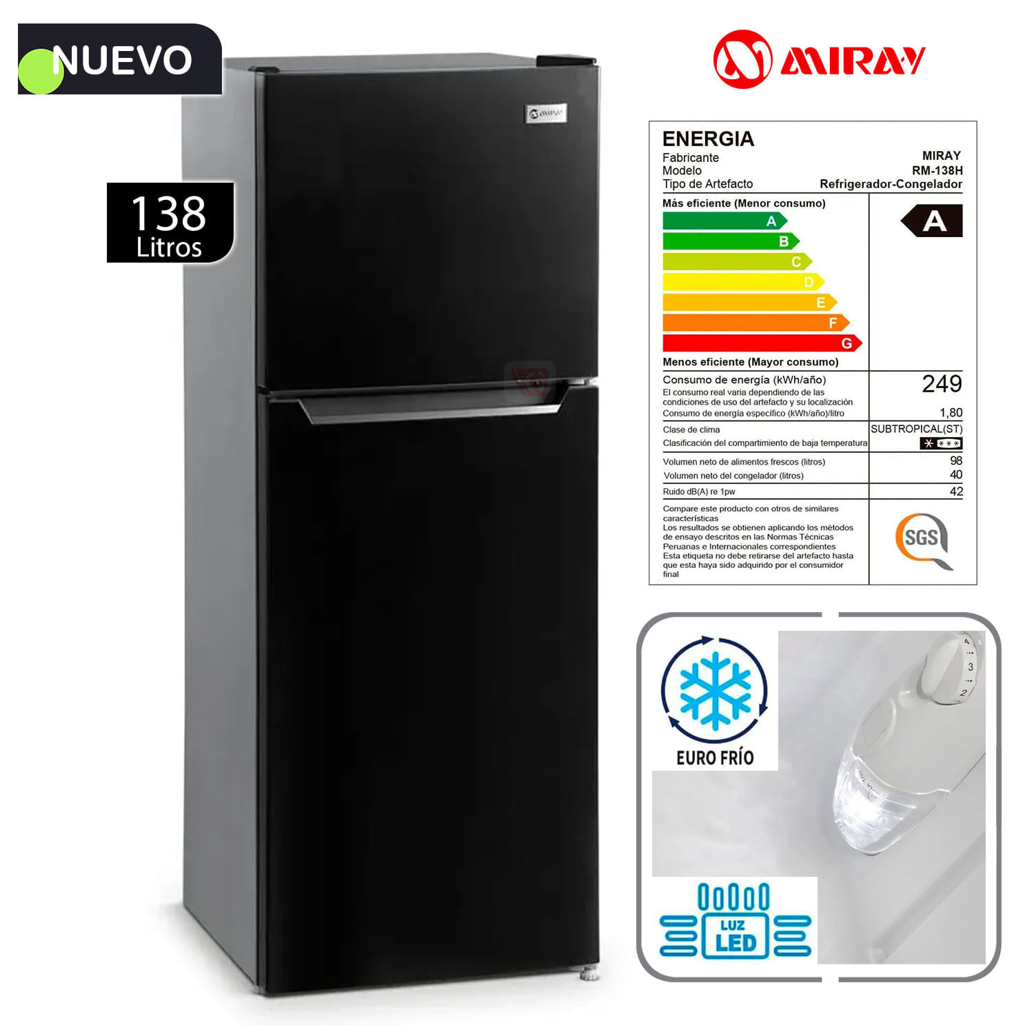 Refrigeradora Miray RM-138H Eurofrío 138 Litros