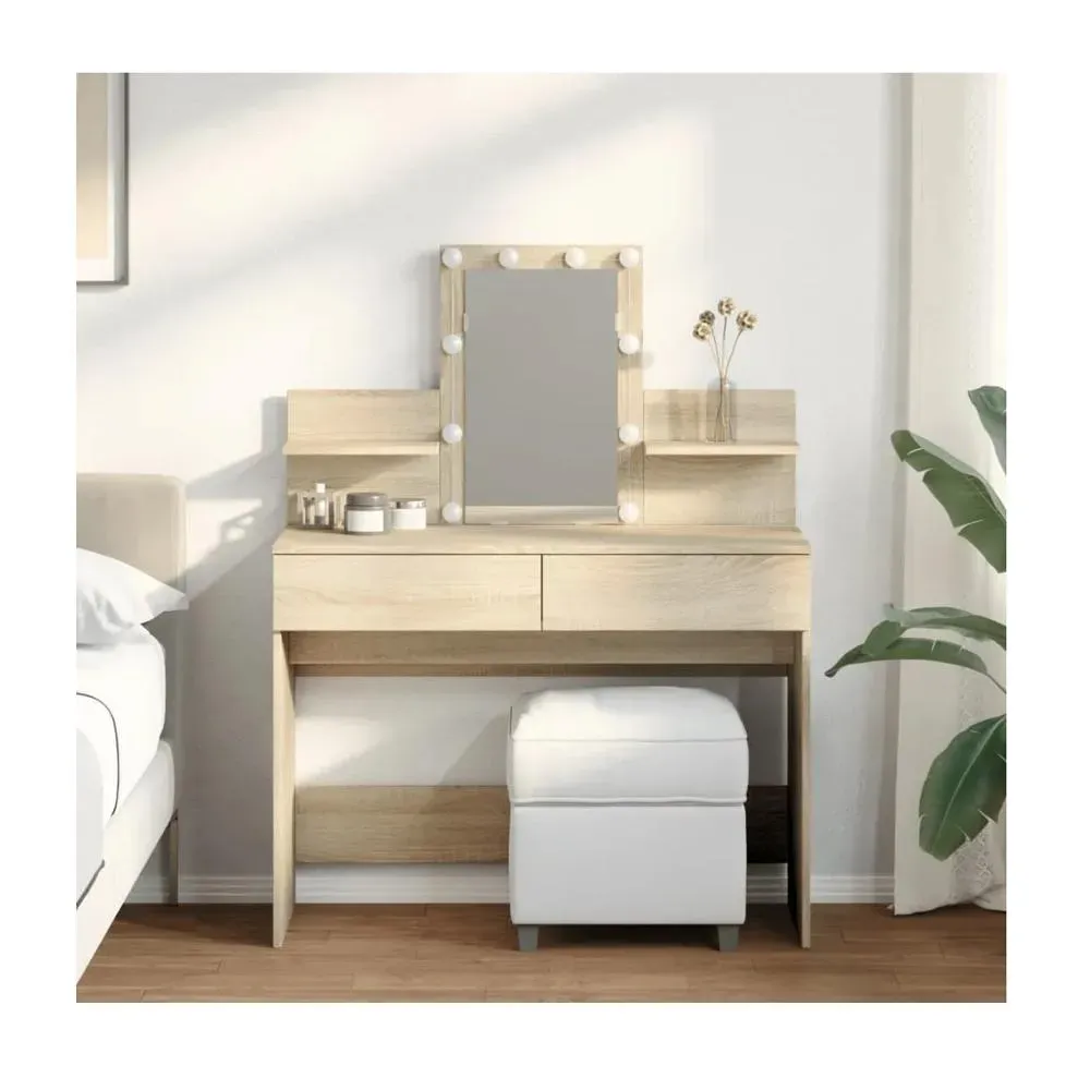 Tocador Juvenil TU MESITA Milord con Espejo color Duna 2 cajones