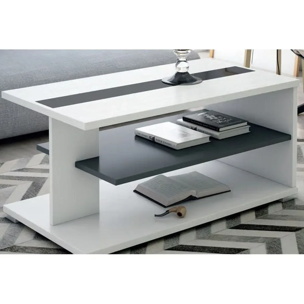 Mesa de Centro Moderna Naty color Blanco/Negro TU MESITA