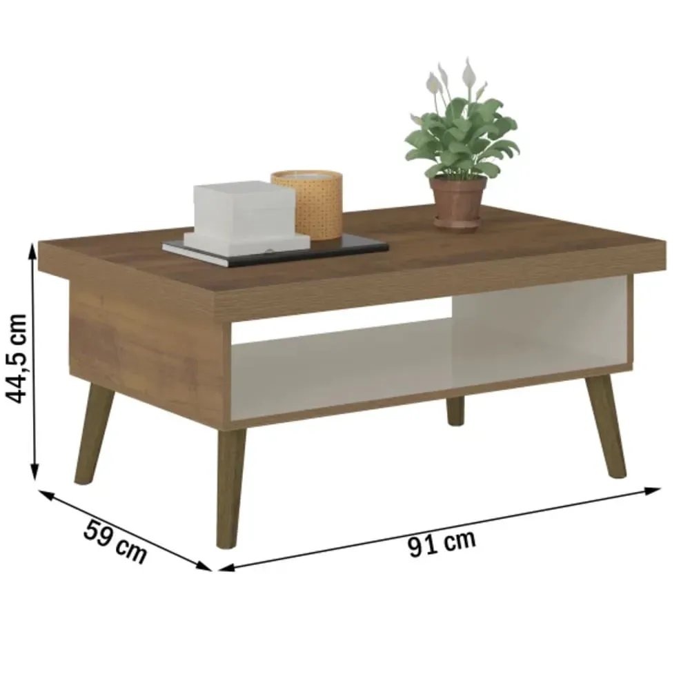 Mesa de Centro Lukas color Marrón/Blanco TU MESITA