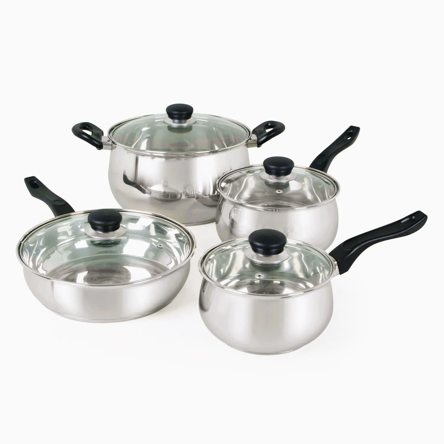 Juego de Ollas Oster Rametto 8 piezas Acero Inoxidable Plateado