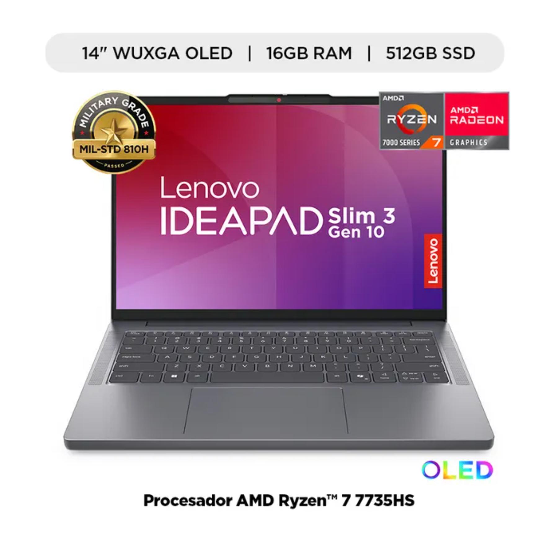 Laptop Lenovo Ideapad Slim 3 14"" AMD Ryzen 7 7735HS 16GB 512GB SSD WUXGA