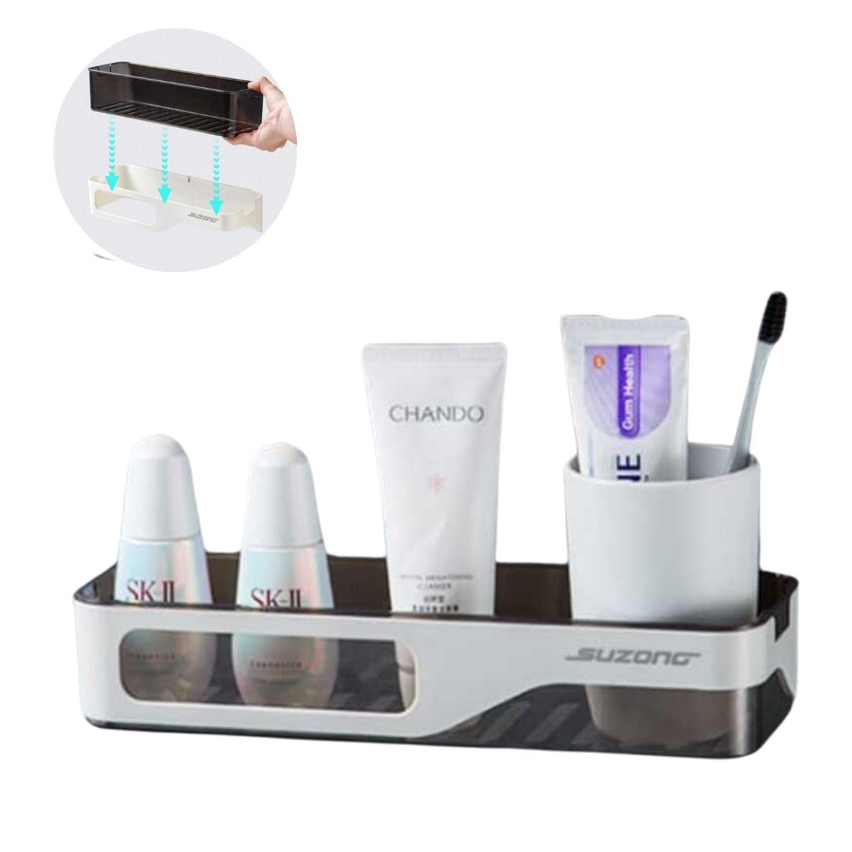 Organizador De Baño Repisa Desmontable Gris