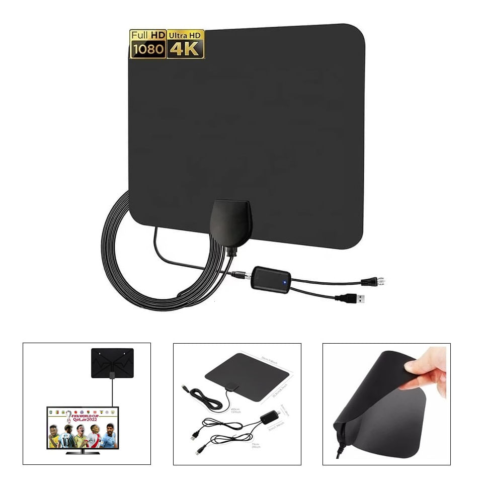 Antena Digital Tv Tdt Ultra Plana Grande Con Amplificador