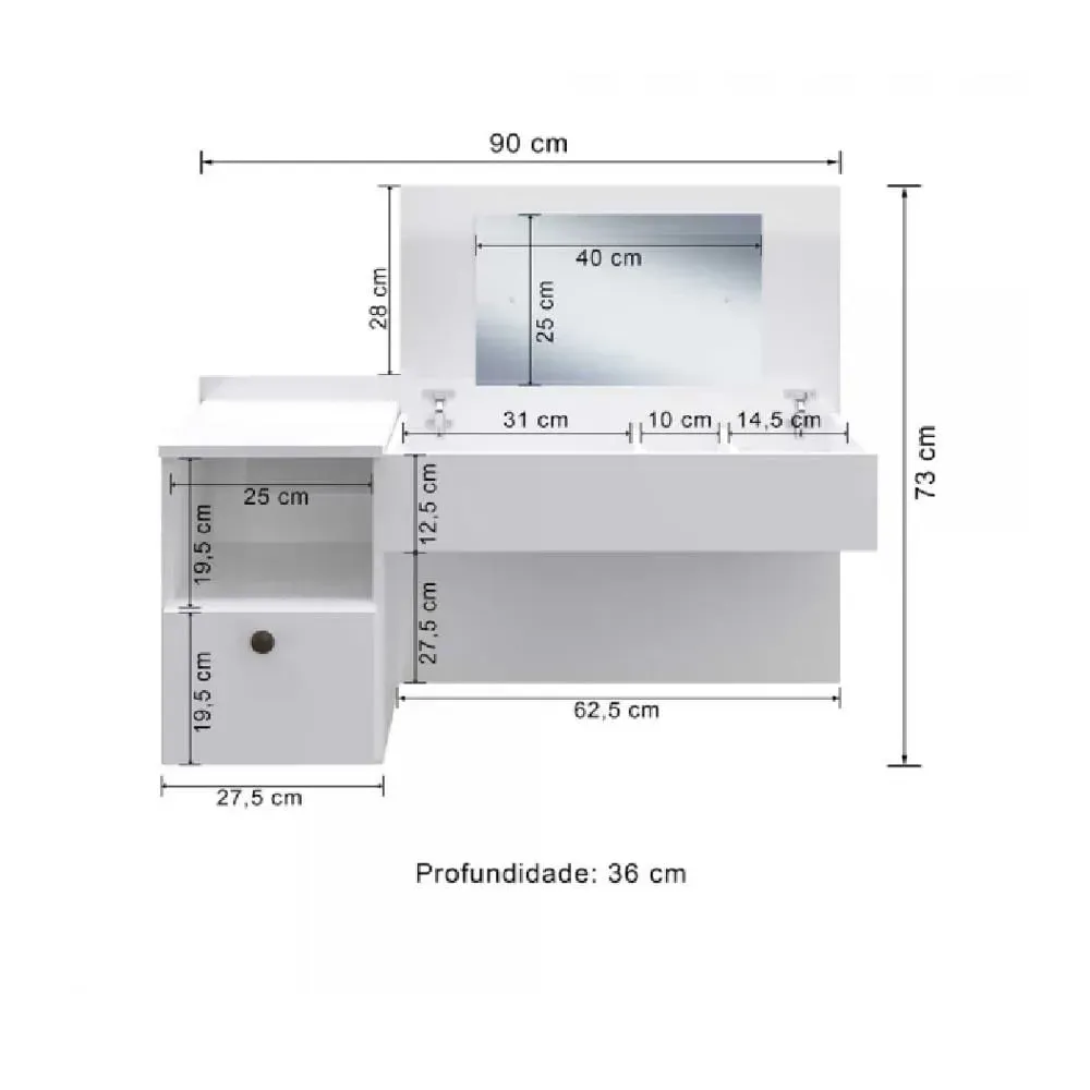 Tocador Flotante TU MESITA Miriam color Blanco 1 cajón 1 puerta