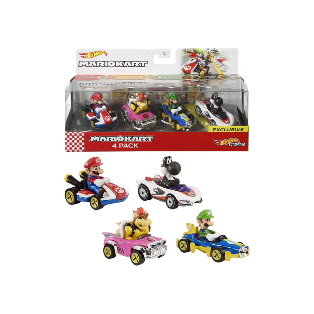 Hot Wheels Mario Kart Pack 4 Vehiculos Modelo C