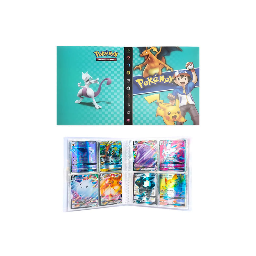 Folder 4 Bolsillos 240 Cartas Ash Charizard Pikachu